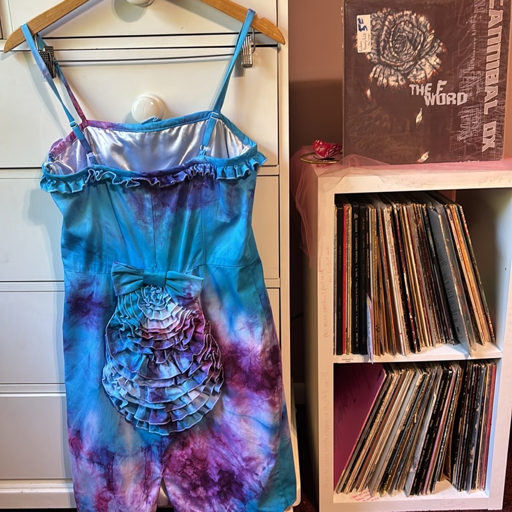 Vintage Betsey Johnson Bow Dress Cupcake Y2k 8 6 Medium Tie Dye Colorful Pride M